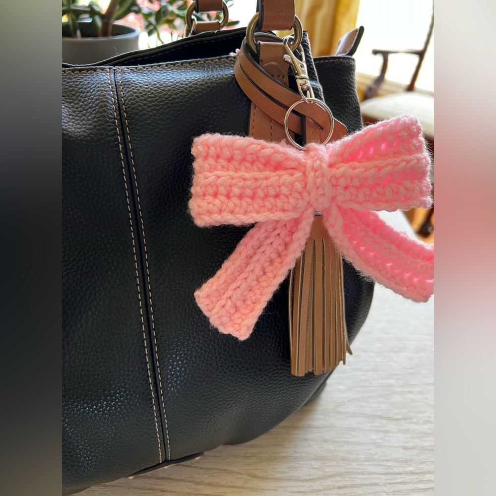 3/$20 Hand Crocheted Big Beautiful Bow Keychain/Bag Charm! - Picture 2 of 12